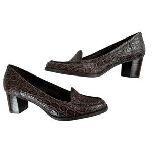 Bandolino Brown Crocodile-Embossed Leather Loafers
